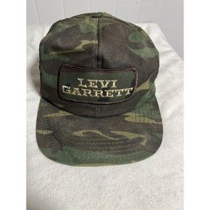 Vintage Levi Garrett Tobacco Large Patch Camouflage Snapback Hat Cap Trucker USA